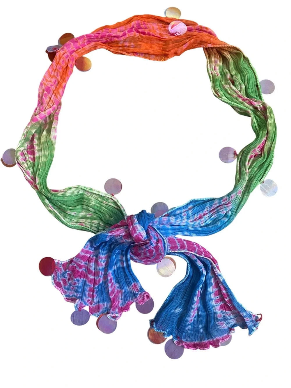 Mimi & Maggie Vibrant Rainbow Tie-Dye Pattern Viscose Scarf Belt